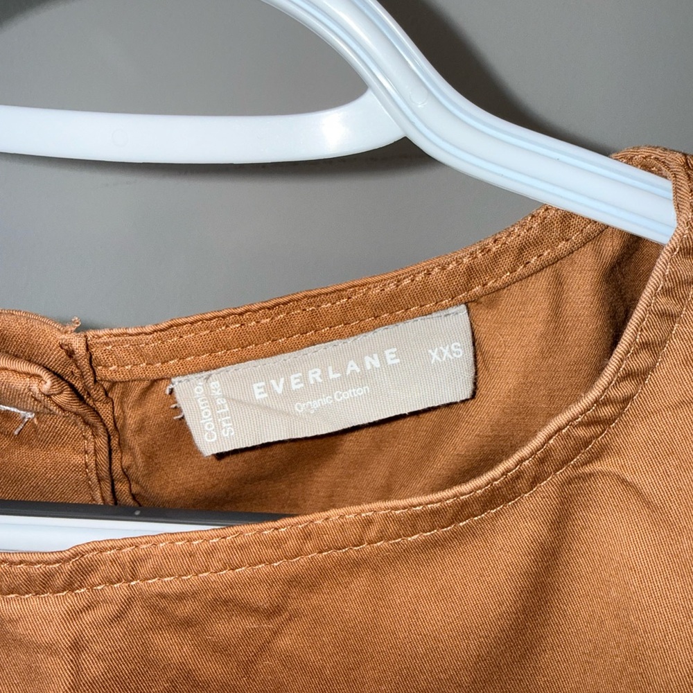 Pristine Everlane The Bubble Top Tawny Brown Organic Cotton Size XXS - Picture 7 of 7